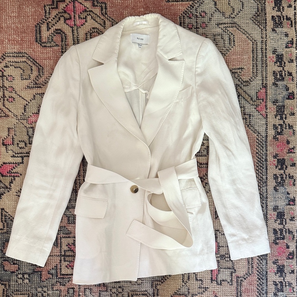 Reiss White Belted Blazer